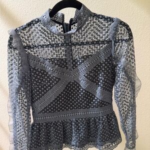 Elegant Gray Lace Women Top
